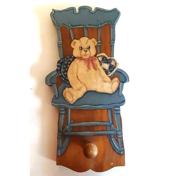 Bear Rocking Chair Multipurpose Coat Backpack Robe Hanger Hook Farmhouse Cottage - Picture 1 of 6